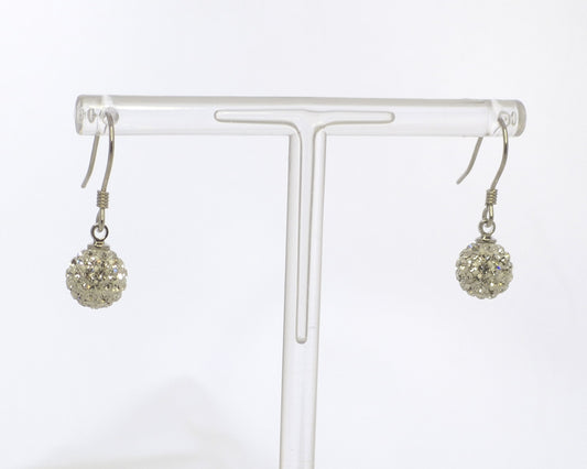 925 Sterling Silver Crystal Sparkling Ball Earrings