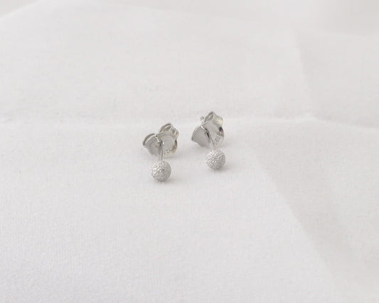 925 Sterling Silver Textured Crystal Sparkling Ball Stud Earrings